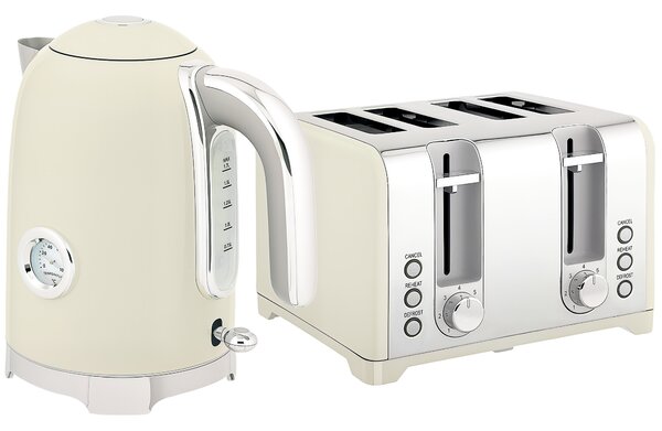 HOMCOM Retro 3000W Kettle and Toaster Set - Grey