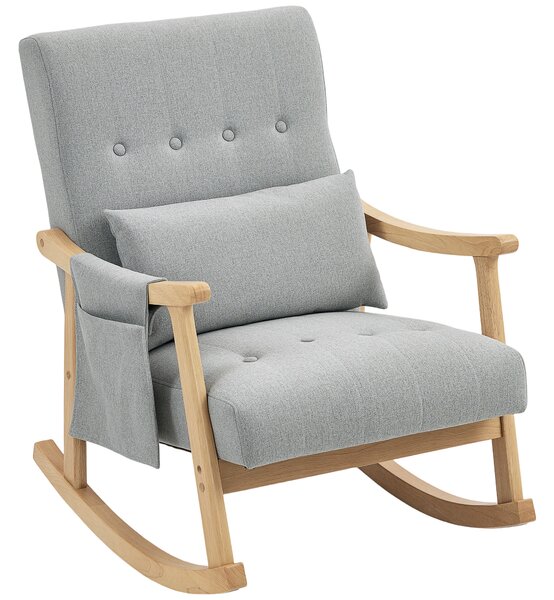 HOMCOM Wood Frame Rocking Accent Chair - Light Grey