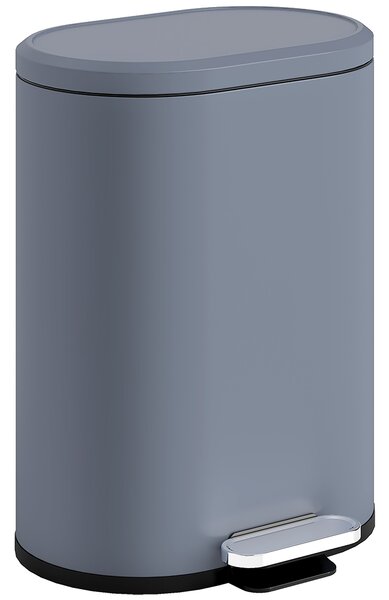 HOMCOM 30L Kitchen Bin with 90° Stay-Open Lid, Slim Rectangular Pedal Bin with Soft-Close Lid, Removable Inner Bucket for Home Office, Fingerprint-Resistant, Grey