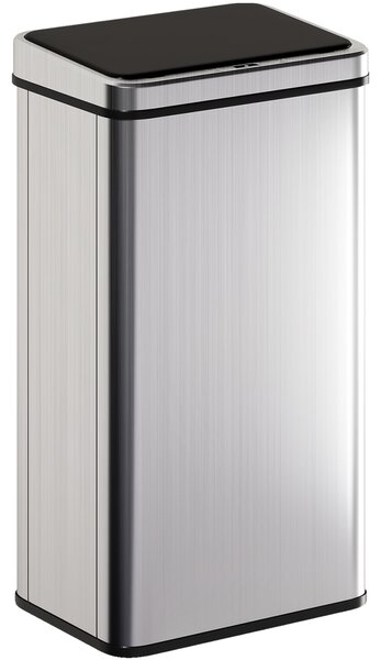 HOMCOM 50L Sensor Bin with Quiet Soft-Close Lid, Automatic Touchless Motion Sensor Kitchen Bin with Fingerprint Resistant Stainless Steel for Hygienic Gyms, Home Office Use, Silver Tone
