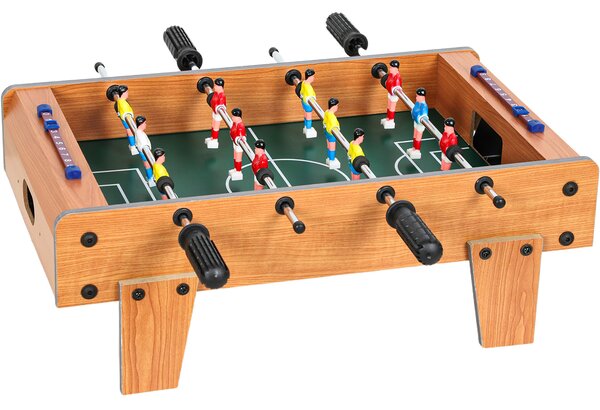 SPORTNOW 20 in Table-top Football Table with Stainless Steel Rods, Compact Foosball Table for Kids and Adults, All-Inclusive Foosball Game Set for Indoor, Nature Wood Finish