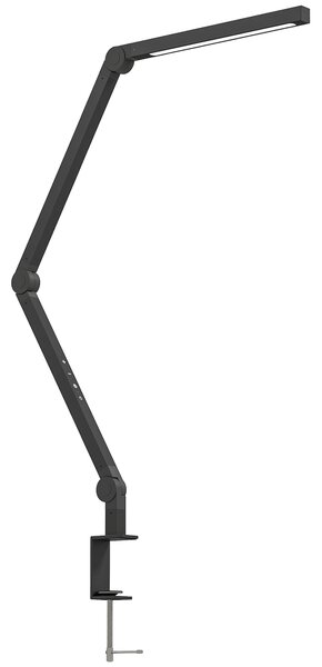 HOMCOM LED Desk Lamp, Dimmable Desk Light with Swing Arm and Clamp, Adjustable Eye-Caring Table Lamp with 2 Colour Modes & 5 Brightness Levels for Study, Drawing, Office, Architect, Task, Black
