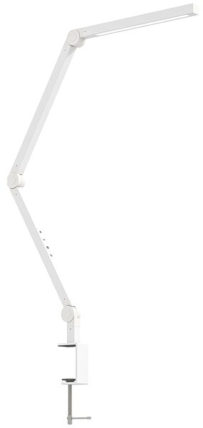 HOMCOM LED Desk Lamp, Dimmable Desk Light with Swing Arm and Clamp, Adjustable Eye-Caring Table Lamp with 2 Colour Modes & 5 Brightness Levels for Study, Drawing, Office, Architect, Task, White