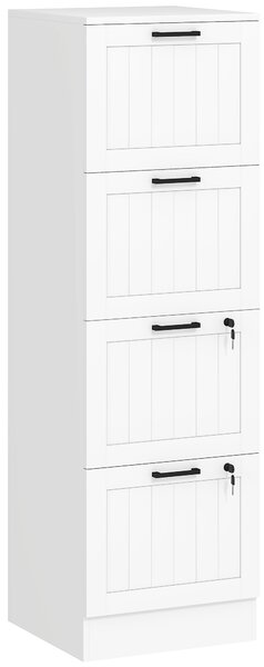 HOMCOM 4 Drawer Filing Cabinet with Lock, Office Storage Cabinet with Adjustable Hanging Bars for A4 Letter Size Files, White