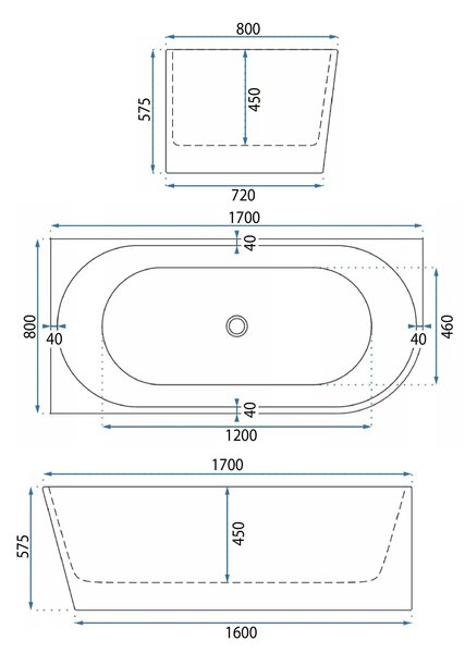 Bathtub WENUS LEFT 170cm