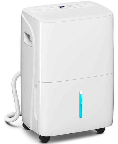 HOMCOM 30L/Day Quiet Dehumidifier w/ Auto-Clean Filter, 4L Water Tank, 24H Timer, Portable Air Dryer for Home Laundry Room Bedroom Basement, White Aosom UK