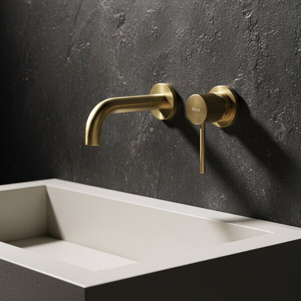 Wall Mounted faucet Rea Lungo Stripe Brush Gold