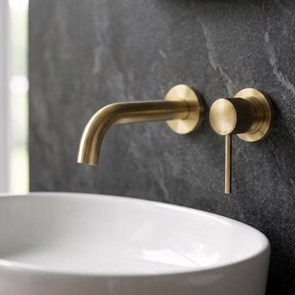 Wall Mounted faucet Rea Lungo Stripe Brush Gold