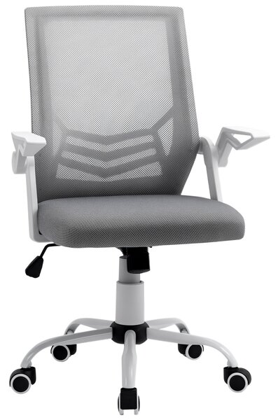 Vinsetto Ergonomic Mesh Chair, Anti-Scratch Home Office Desk Chair with Adjustable Lumbar Support & Flip-Up Arms, Grey Aosom UK