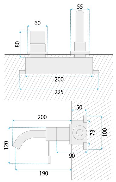 Wall Mounted faucet Rea Lungo Diamond Chrom + BOX