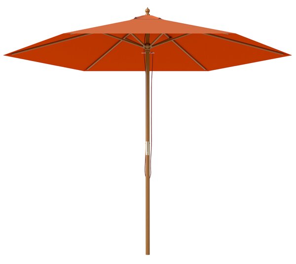 Outsunny 2.5m Wood Garden Parasol Sun Shade Patio Outdoor Wooden Umbrella Canopy Orange