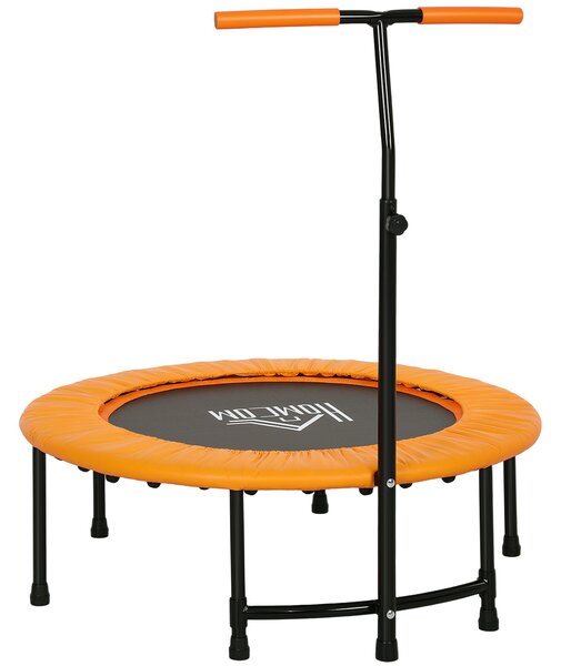 HOMCOM 40" Fitness Trampoline with Adjustable Handle, Rebounder Trampoline Mini Jumper for Indoor Exercise Workout, Support Up to 100kg, Orange