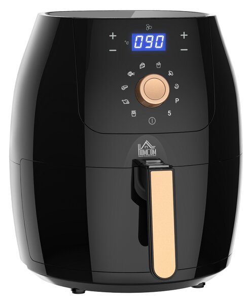 HOMCOM Air Fryer Deluxe: Digital 1700W 5.5L Rapid Air Circulation, Adjustable Temp, 60 Min Timer, Oil-Free Cooking, Black Aosom UK