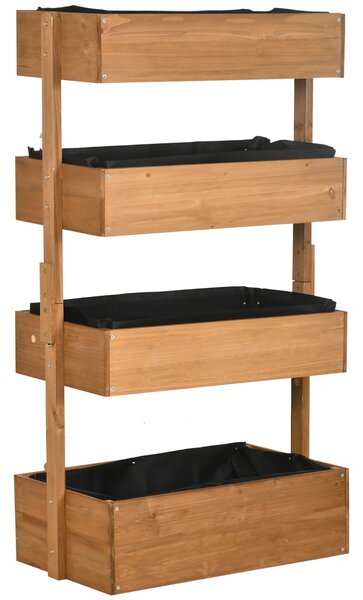 Outsunny 80cm x 45cm x 142cm 4-Tier Raised Garden Bed, Fir Wood Vertical Planter Box, Freestanding Elevated Plant Stand Outdoor Aosom UK