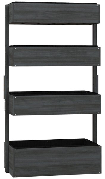 Outsunny Plant Pot Stand 4-Tire Outdoor Wooden Plant Stand, 142 x 80 x 45CM, Grey Aosom UK