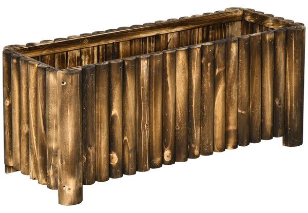 Raised Flower Bed Wooden Rectangualr Planter Container Box Wood 4 Feet Aosom UK