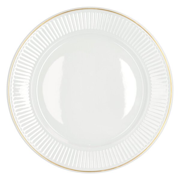 Pillivuyt Plissé plate with gold edge Ø28 cm White