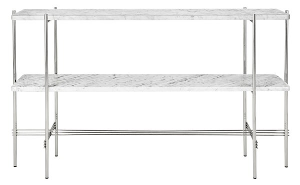 Gubi TS Console table 120x30x72 cm Neutral white travertine steel