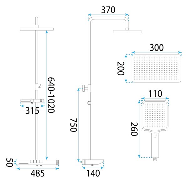 Shower set with thermostat REA Pedro Black