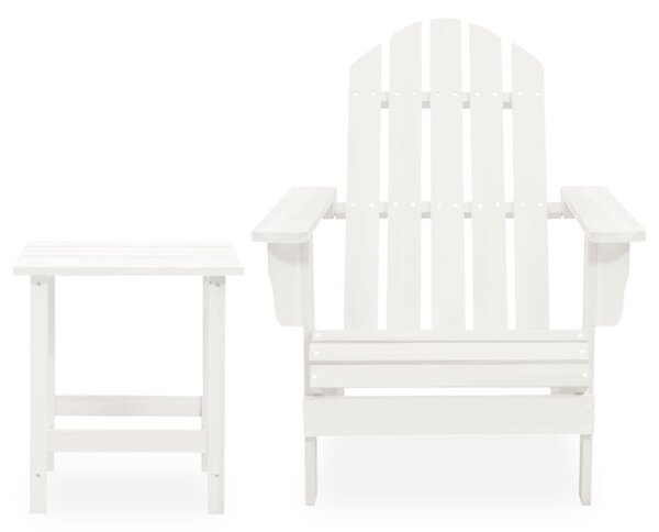 Garden Adirondack Chair with Table Solid Fir Wood White