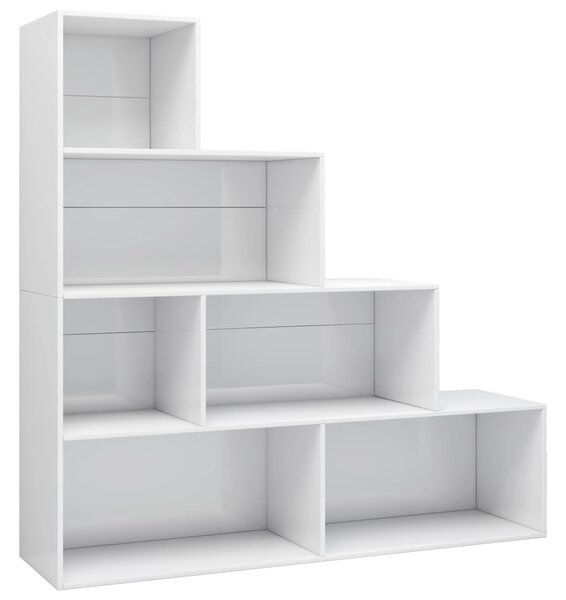 Book Cabinet/Room Divider High Gloss White 155x24x160 cm Engineered Wood