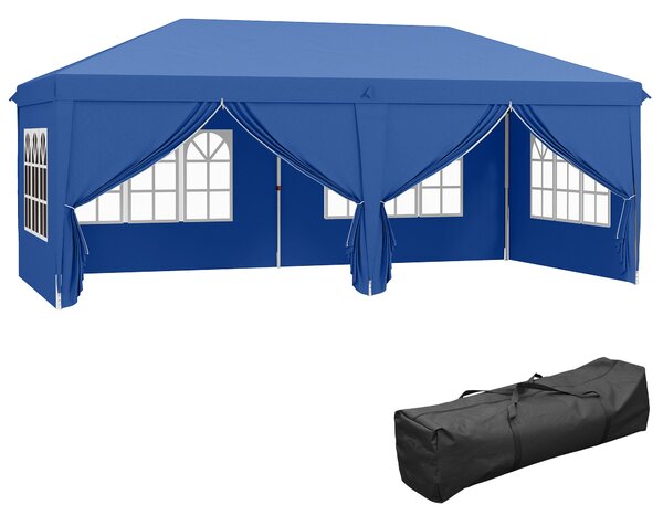 Outsunny 3 x 6m Garden Heavy Duty Water Resistant Pop Up Gazebo Marquee Party Tent Wedding Canopy Awning-Blue Aosom UK