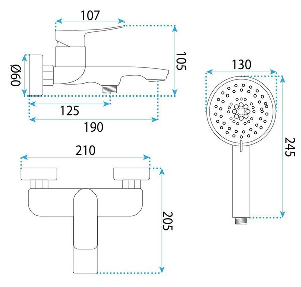 Bathtub faucet PREMIUM REA Vision Brush Copper