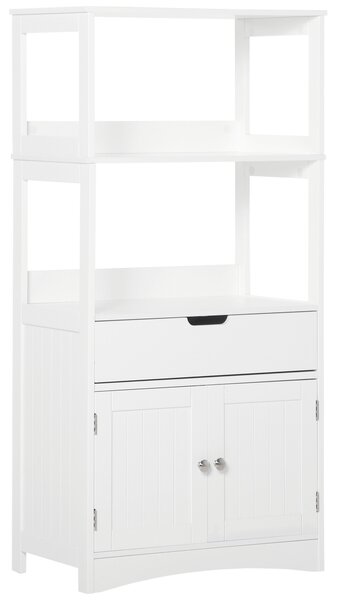 Kleankin Free Standing Bathroom Cabinet, Kitchen Cupboard with Shelves, Drawer, for Storage Organising, White