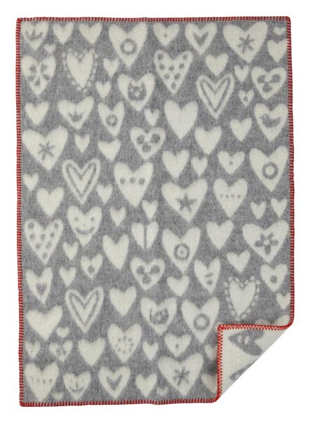 Klippan Yllefabrik Baby Heart wool blanket grey