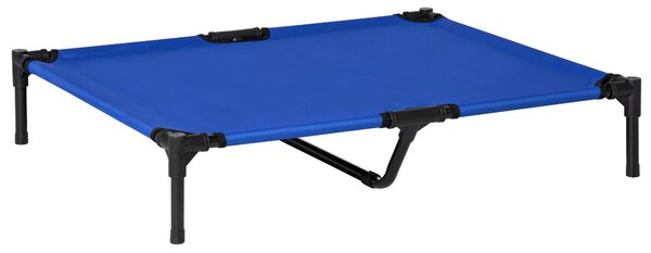 PawHut Raised Dog Bed Cat Elevated Lifted Portable Camping w/ Metal Frame for Large Dogs, Blue