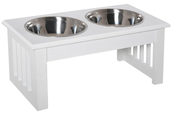 Pawhut Stainless Steel Pet Feeder, Durable & Easy to Clean, Ideal for Cats & Dogs, 43.7Lx24Wx15H cm, White