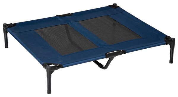 PawHut Portable Elevated Dog Bed, Ideal for Camping, Durable Frame, Raised Pet Cot, Large, Blue