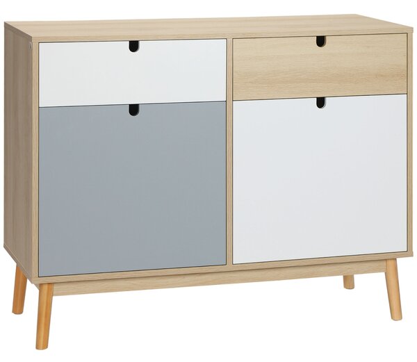 HOMCOM Kitchen Sideboard Storage Cabinet with Drawers, Wooden Cupboard for Bedroom, Living Room, Entryway Organisation