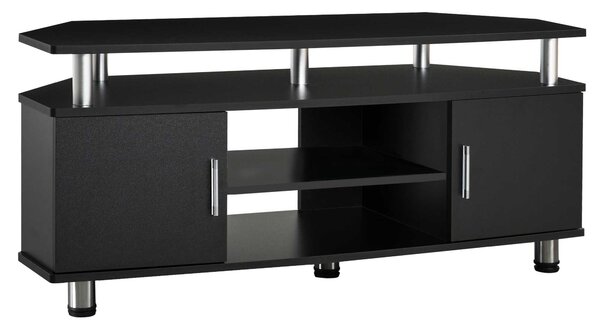 HOMCOM TV Unit Cabinet for TVs up to 55 Inch, Entertainment Center with 2 Storage Shelves and Cupboards, for Living Room, Black