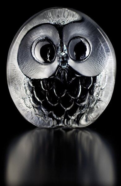 Målerås Glasbruk Wildlife Owl sculpture clear