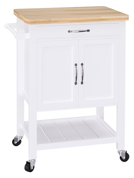 HOMCOM Kitchen Island W/ Drawer-White/Oak Colour