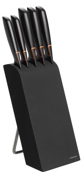 Fiskars Edge knife block with 5 knives black