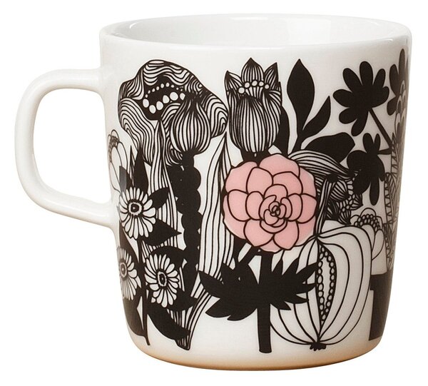 Marimekko Siirtolapuutarha tea mug black-white-pink