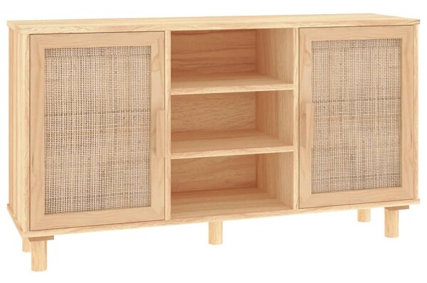 Sideboard Brown 105x30x60 cm Solid Wood Pine and Natural Rattan