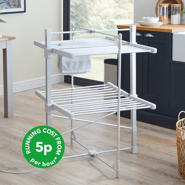 2 Tier Heated Airer and Cover Silver