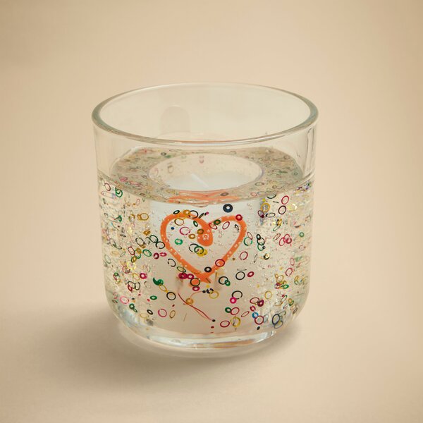 Neon Hearts Angel Flower Scented Candle with LED Holder Multicoloured