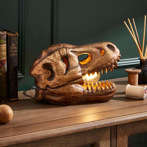 Tyrannosaurus Skull Table Lamp Gold