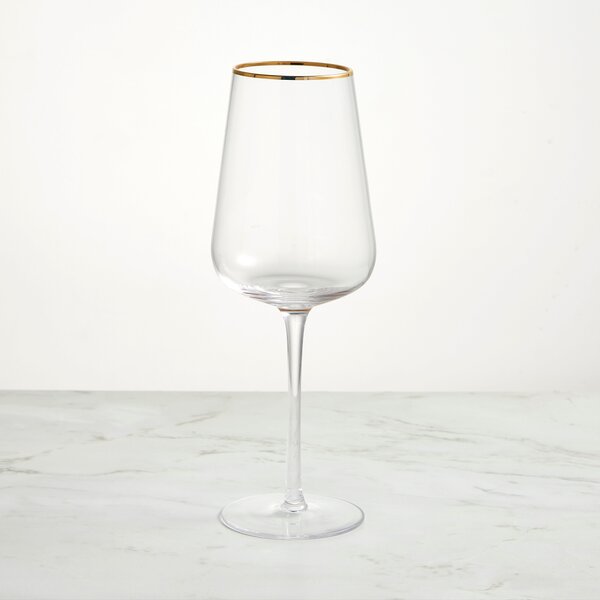 Gold Band White Wine Glass Clear