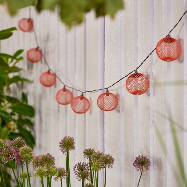 Elements Mesh Solar String Lights Orange