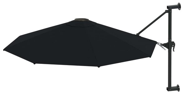 Wall-Mounted Parasol with Metal Pole 300 cm Black