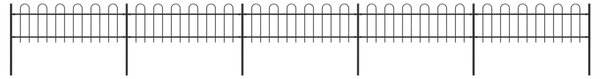 Garden Fence with Hoop Top Steel 8.5x0.6 m Black