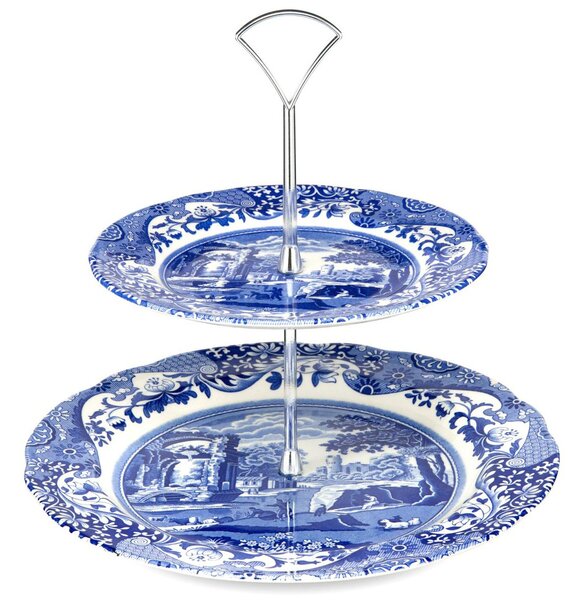 Spode Blue Italian 2-tier cake stand 2-Tier