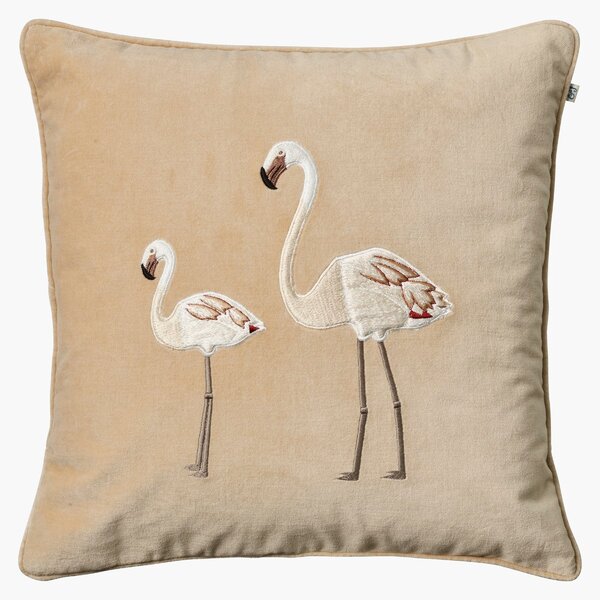 Chhatwal & Jonsson Embroidered Flamingo cushion cover 50x50 cm Beige