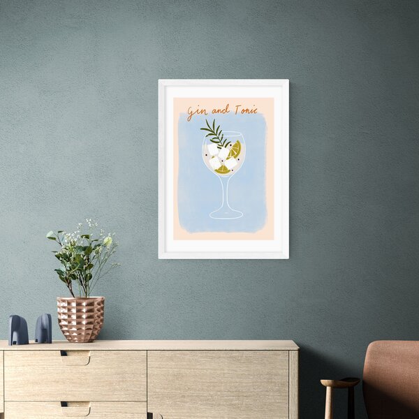 Gin And Tonic Print by Emmy Lupin Studio Blue
