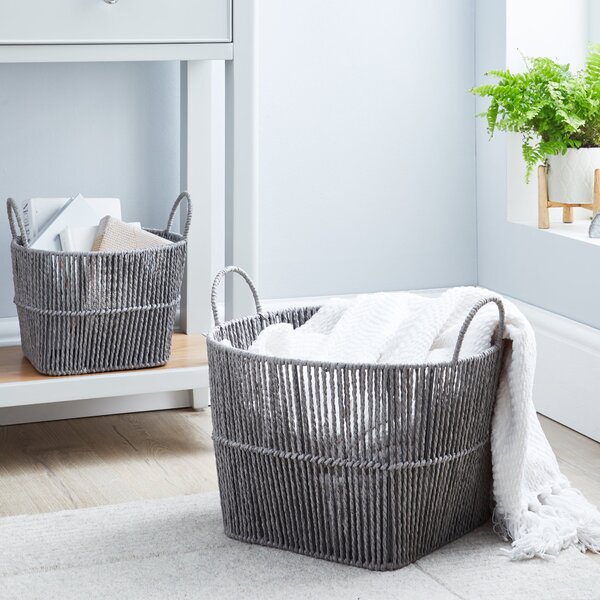 Small Grey Woven Storage Basket